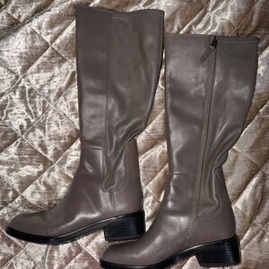Franco Sarto Giselle Taupe Leather Heeled Boots